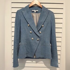 Veronica Beard Blue Denim Dickie Double-Breasted Blazer